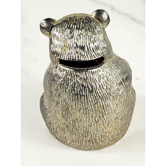 Panda Bear Silver Coin Bank 3 7/8" x 3" Piggy Bank Nursery Decor 90s Accent - Picture 7 of 14